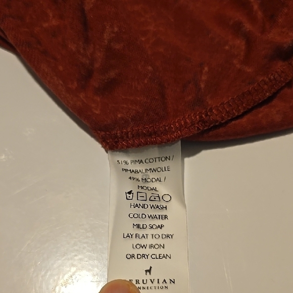 Peruvian Connection Asymmetrical Red Long Sleeve Tunic XL - Picture 3 of 4